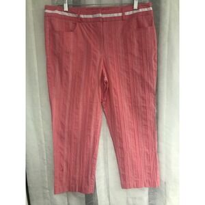 Talbots Pink Striped Crop Pants Womens 18 Stretch Cotton Grosgrain Trim Made USA